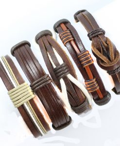 Free Shipping Ken Bracelet Brown Charm Bangles Leather