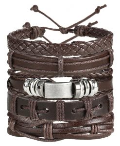 Multiple Layers Punk Leather Chain Bracelets