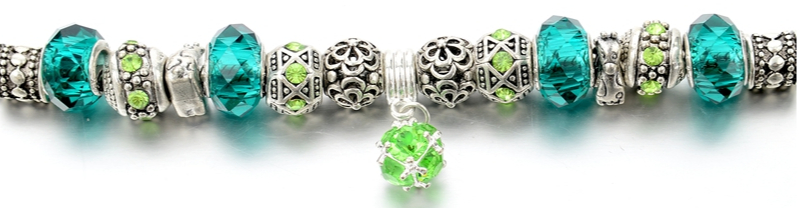 christmas gift diy green beads bracelet for friends fit pandora bracelet snake chain pulseira feminina adjustable SBR150305