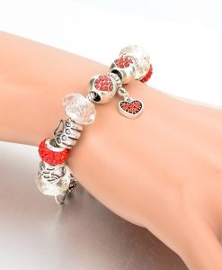 Cute Charm Red Silver Pandora Bracelets