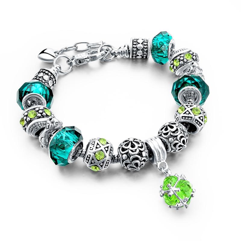 christmas gift diy green beads bracelet for friends bracelet snake chain pulseira feminina adjustable SBR150305